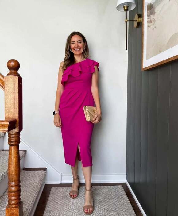 GRACE KARIN Women's One Shoulder Ruffle Slit Midi Dress - Picture 3 of 11